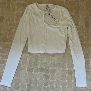 Garage white cut out long sleeve